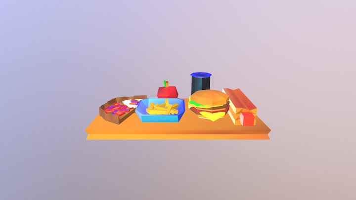 Burger Meal Ultra Low Polly 3D Model