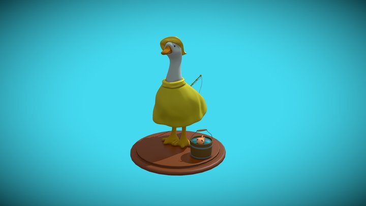 Duck Fishing (Low poly character) 3D Model