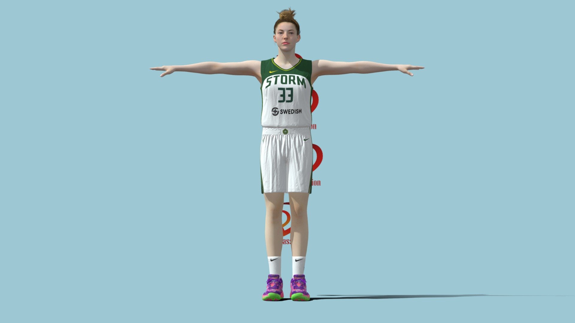 T-Pose Rigged Katie Lou Samuelson Seattle Storm — Sketchfab embed 3D viewer