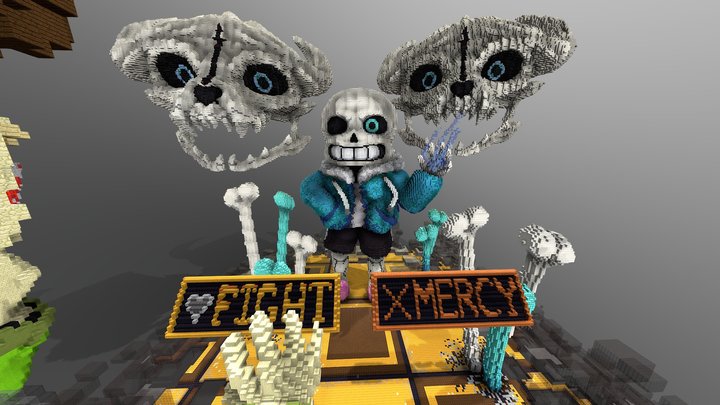 Undertale Sans vs Chara - Minecraft build 3D Model