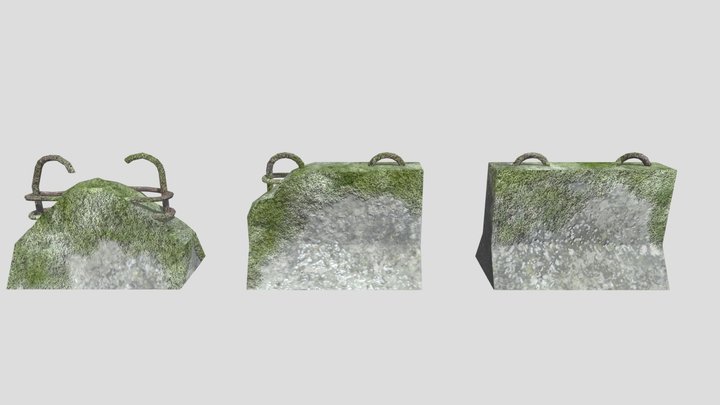 Ruined Concrete Barrier 3D Model