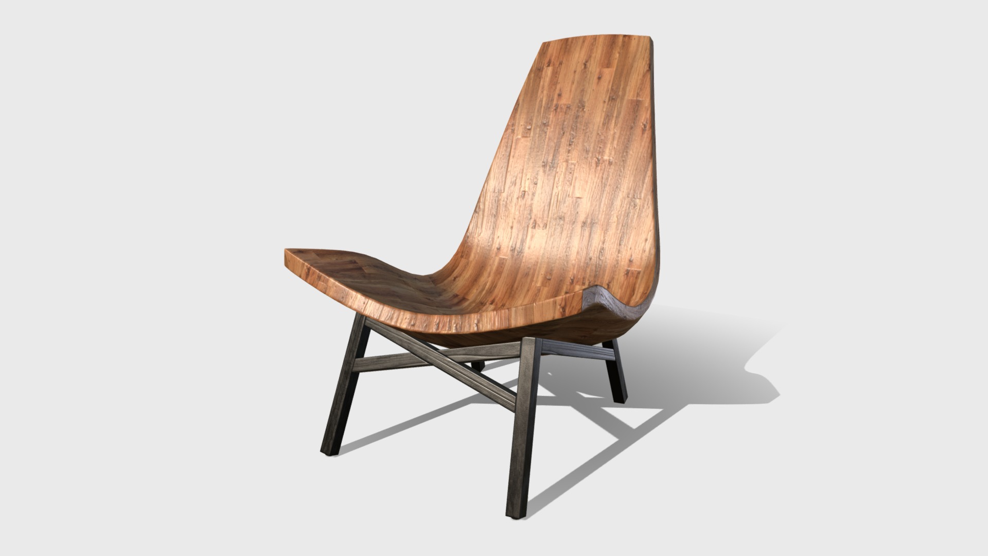 3D model American Modern Wooden Chair - This is a 3D model of the American Modern Wooden Chair. The 3D model is about a wooden chair on a white background.