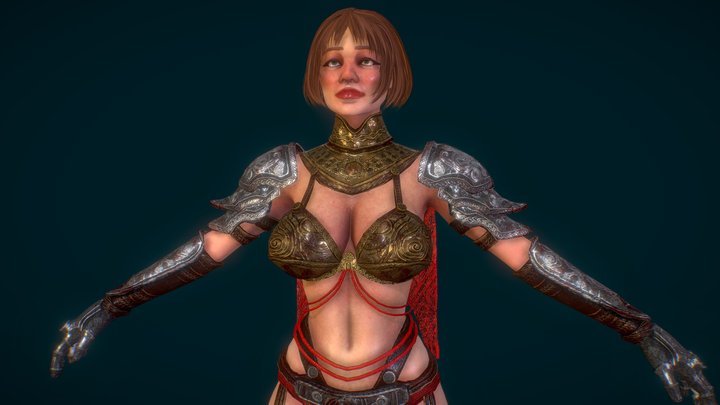 Woman Fighter for Legacy of Eldaria 3D Model