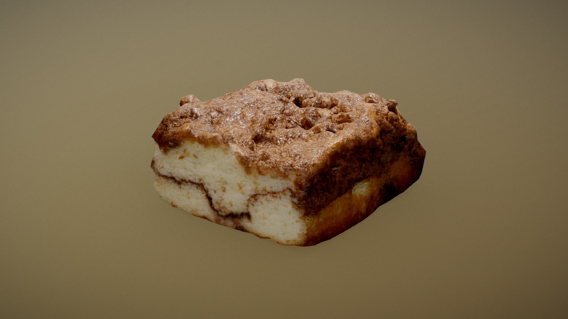 3D model Classic Coffee Cake - This is a 3D model of the Classic Coffee Cake. The 3D model is about a piece of bread with a slice cut out.