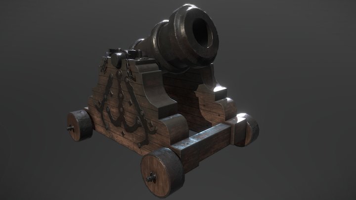 Low poly Mortar cannon 3D Model