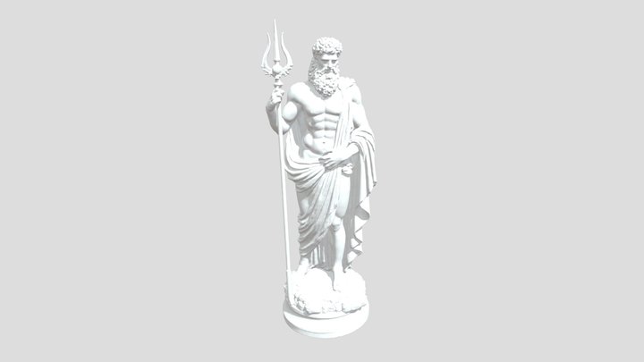 estátua do deus Poisedon em pé, com seu tridente 3D Model