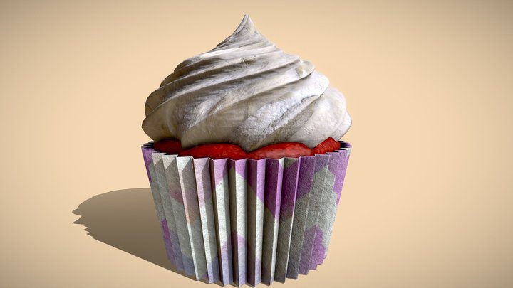 Red Velvet Cupcake: High VS Low Poly 3D Model