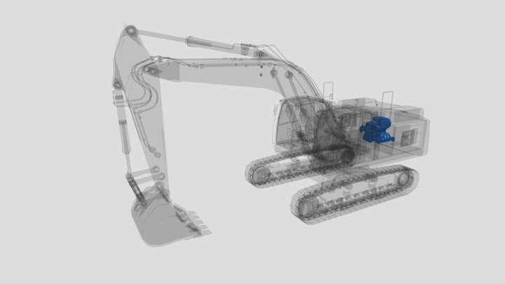 Engine of Excavator 3D Model
