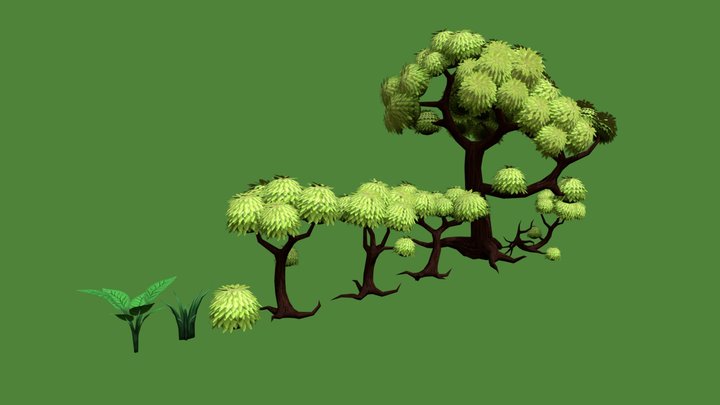 Low Poly Plant Module 3D Model