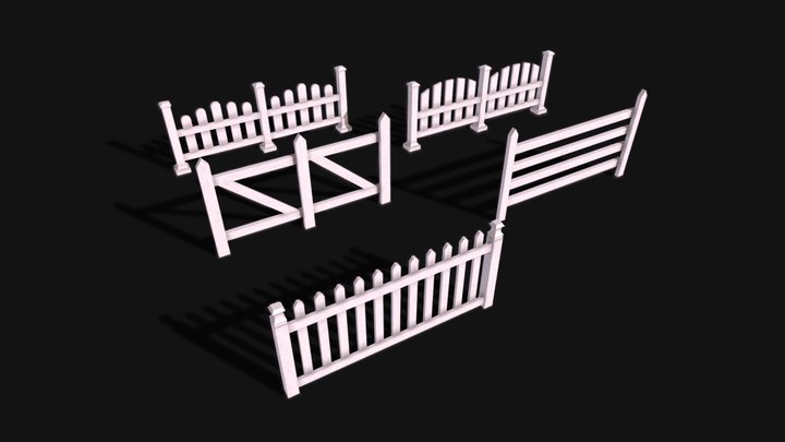 Wooden Fence Pack 3D Model