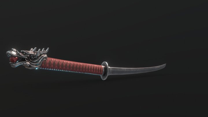 Katana with dragon 3D Model