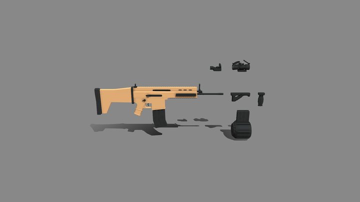 FN Scar Low Poly 3D Model