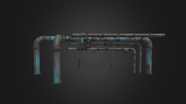 Old rusted hangar pipes 3D Model