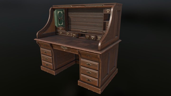 Antique office desk 3D Model