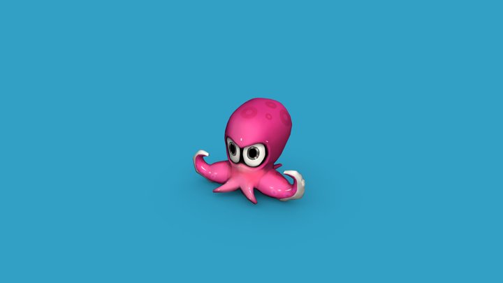 Hand Painted Baby Octopus 3D Model