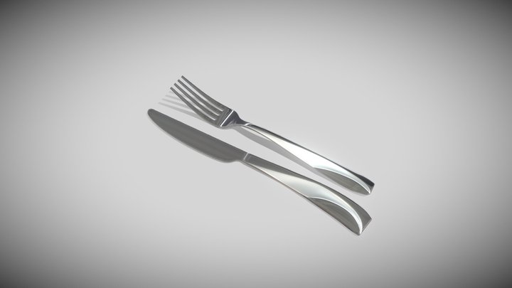 Fork and Knife Flatware 3D Model