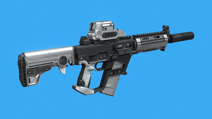 Cyberpunk Assault Rifle 3D Model