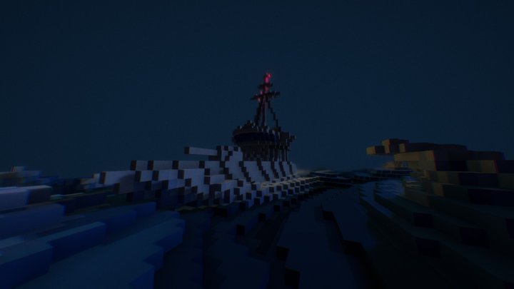 Boat in a tornado in voxel 3D Model