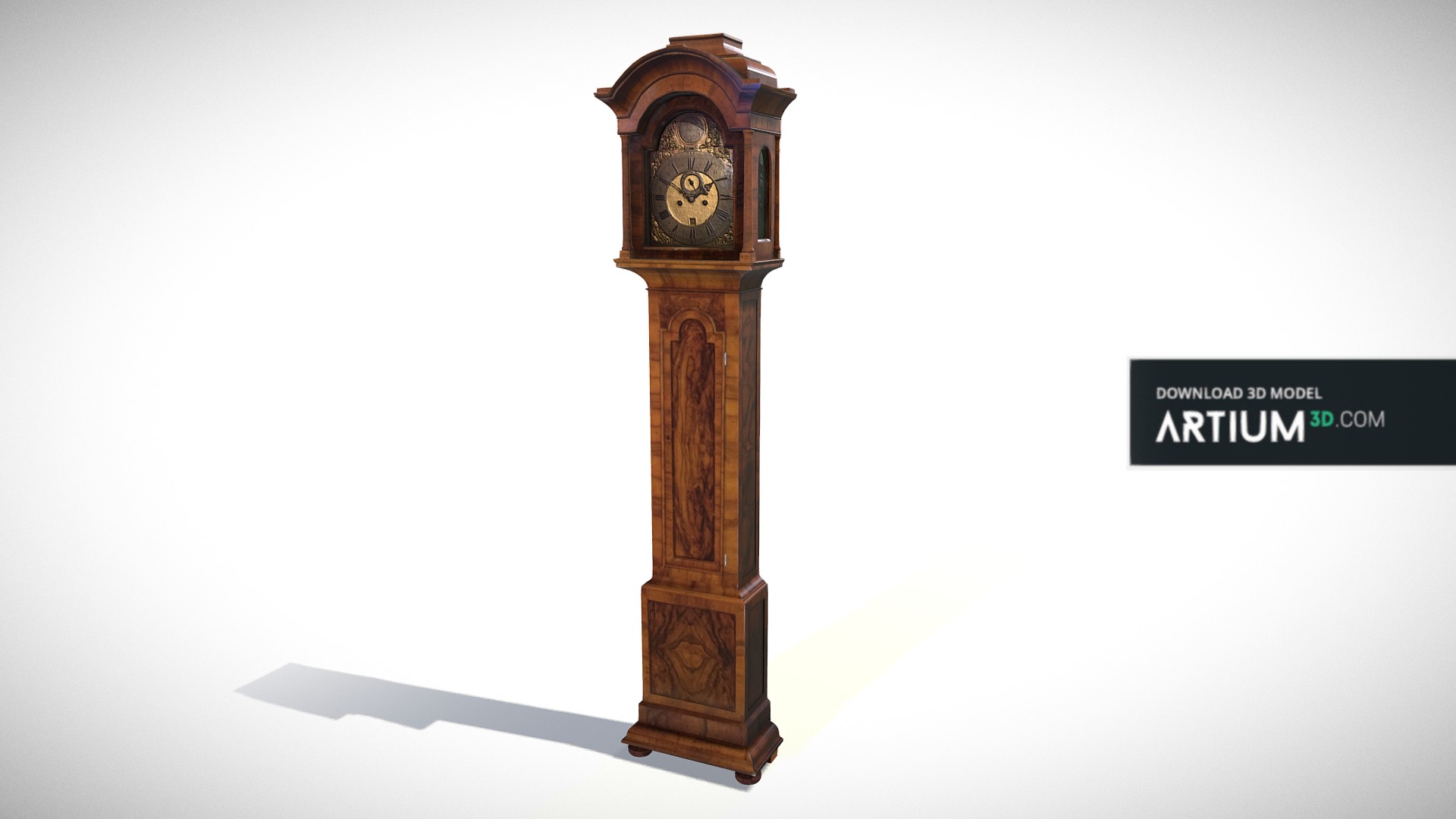 3D model Baroque long case clock – England, London - This is a 3D model of the Baroque long case clock – England, London. The 3D model is about a clock on a stand.