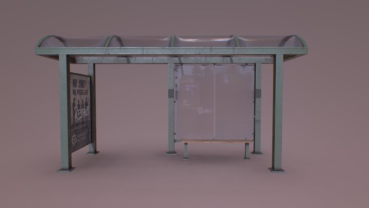 low poly bus station – Modello 3D gratuito STL