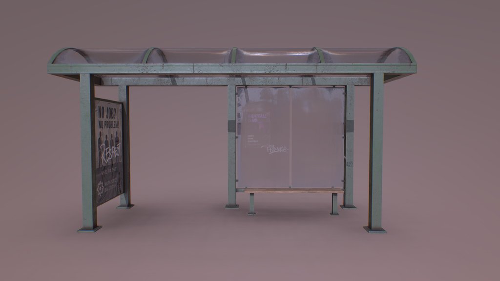 low poly bus station