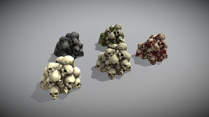 Lowpoly Pile of Skulls 3D Model
