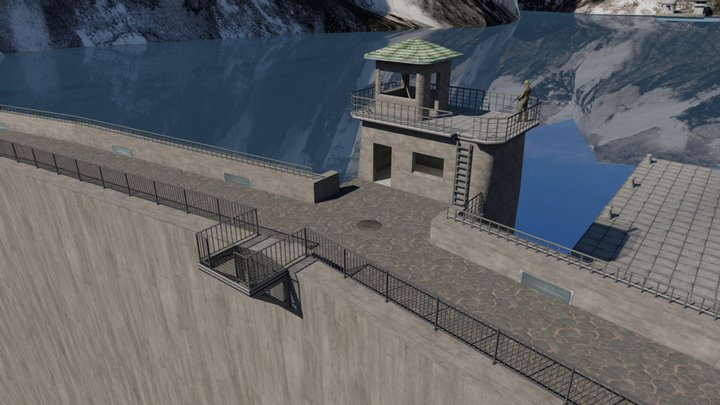 GoldenEye 007 - Dam Level Baked 3D Model