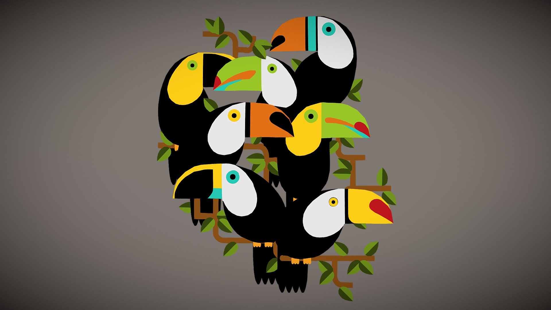 將鳥鳥向量圖變成3D_Vector bird graphics become 3D