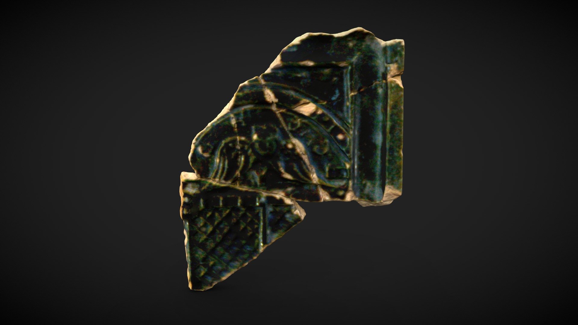 Leaf tile with winged angle head — Sketchfab embed 3D viewer