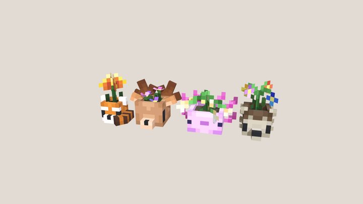 Minecraft animal flower pots 3D Model