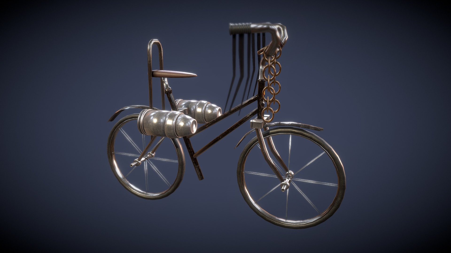 3D model Stylized Steam Bike - This is a 3D model of the Stylized Steam Bike. The 3D model is about a bicycle with a chain.