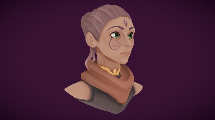 Hand-Painted Fantasy Bust 3D Model