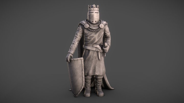 Statue of the warrior - King Crusader 3D Model