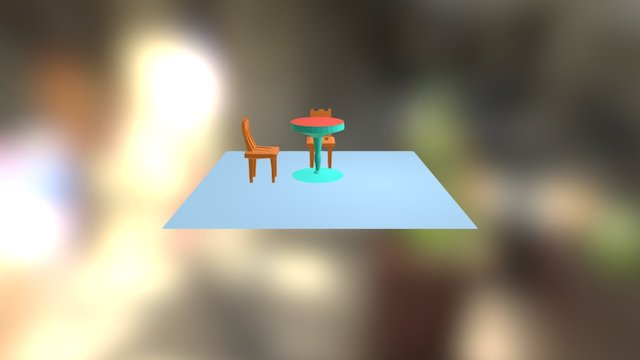 Kursi Meja dengan blender 3D Model