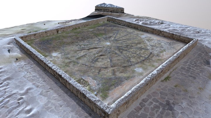 Dutch Brick Compass in front of Elmina Castle 3D Model