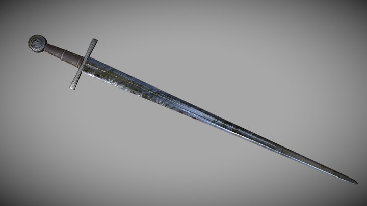 One Handed Sword decorated 3D Model