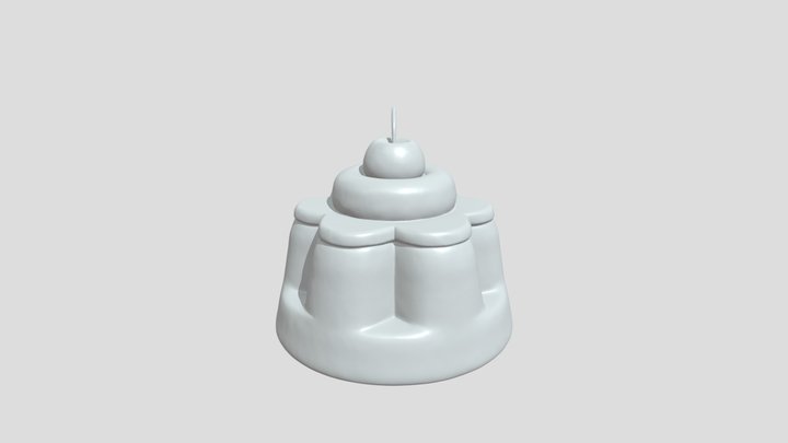 Cake with cherry on top 3D Model