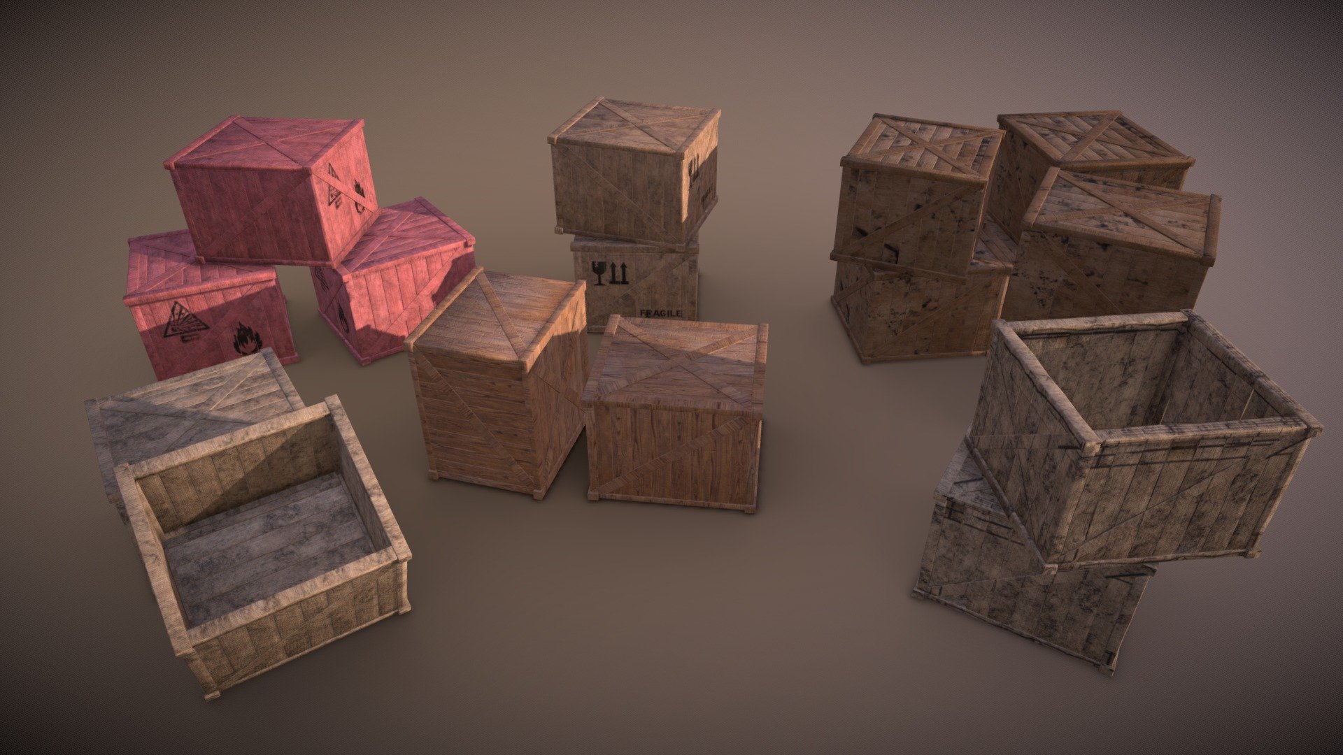 8 variations Wooden Boxes Pack - Buy Royalty Free 3D model by Incg5764 ...