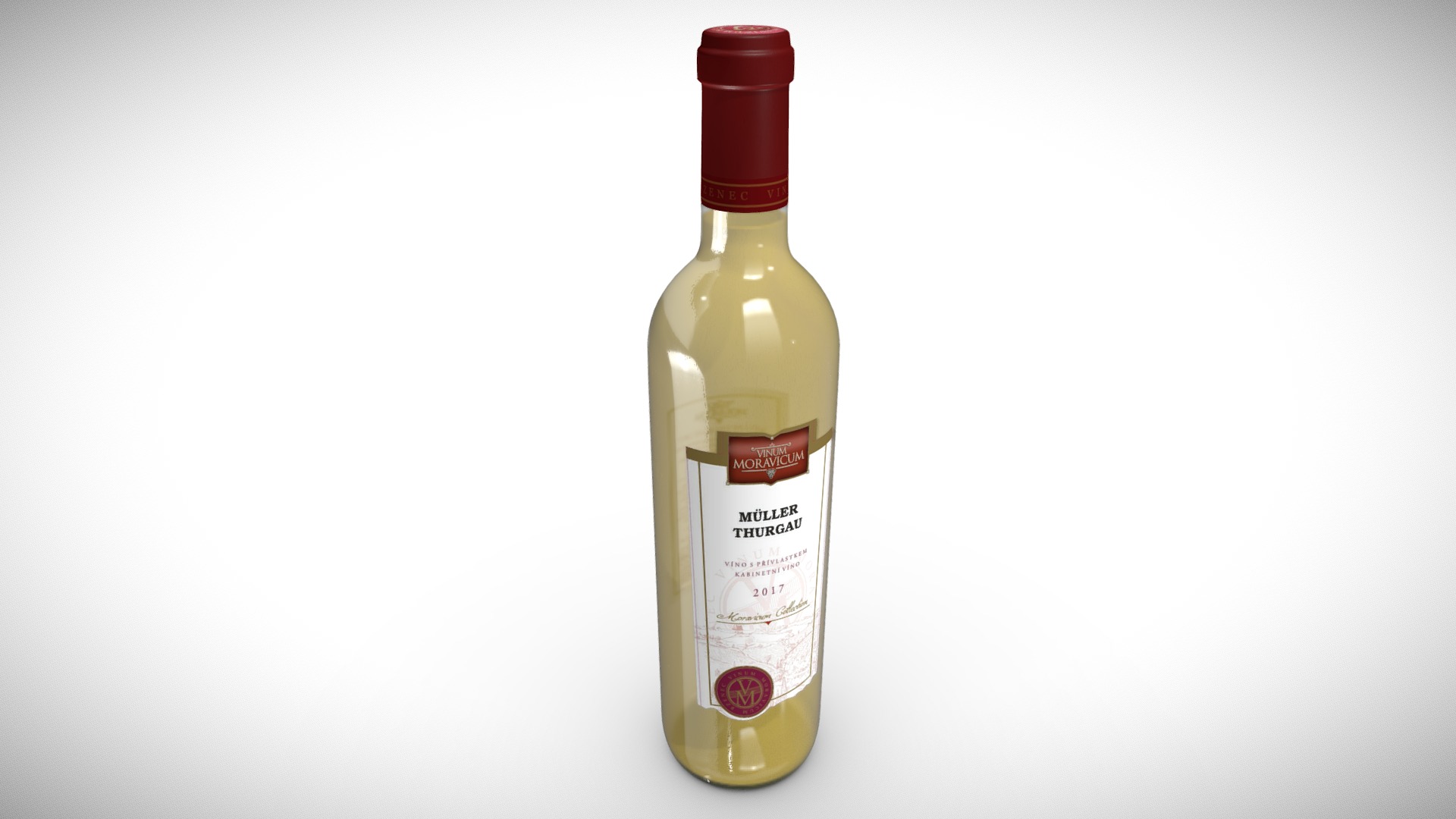 3D model Bottle of Wine Müller Thurgau - This is a 3D model of the Bottle of Wine Müller Thurgau. The 3D model is about a bottle of alcohol.