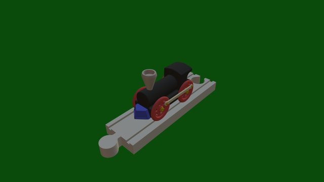 Model Train Enigine On Track 3D Model