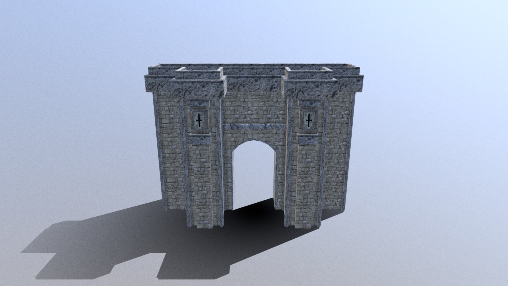 3D model Celtic- Gatehouse - This is a 3D model of the Celtic- Gatehouse. The 3D model is about a stone tower with a door.