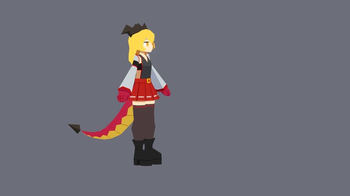Low Poly Dragon Girl 3D Model