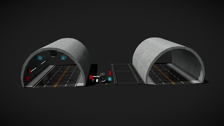 Modular tunnel low poly Game ready. 3D Model