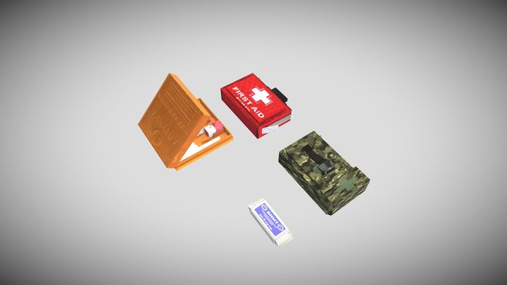 Low poly apocalypse style medical kits 3D Model
