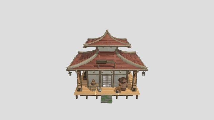 Stylized Japanese Woodworker House 3D Model