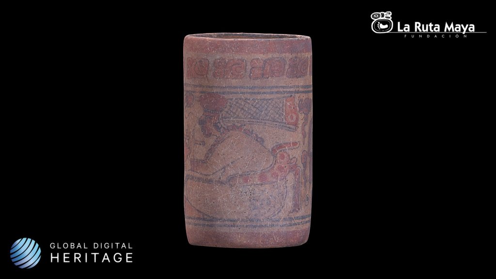 Vase with an artist painting a mask