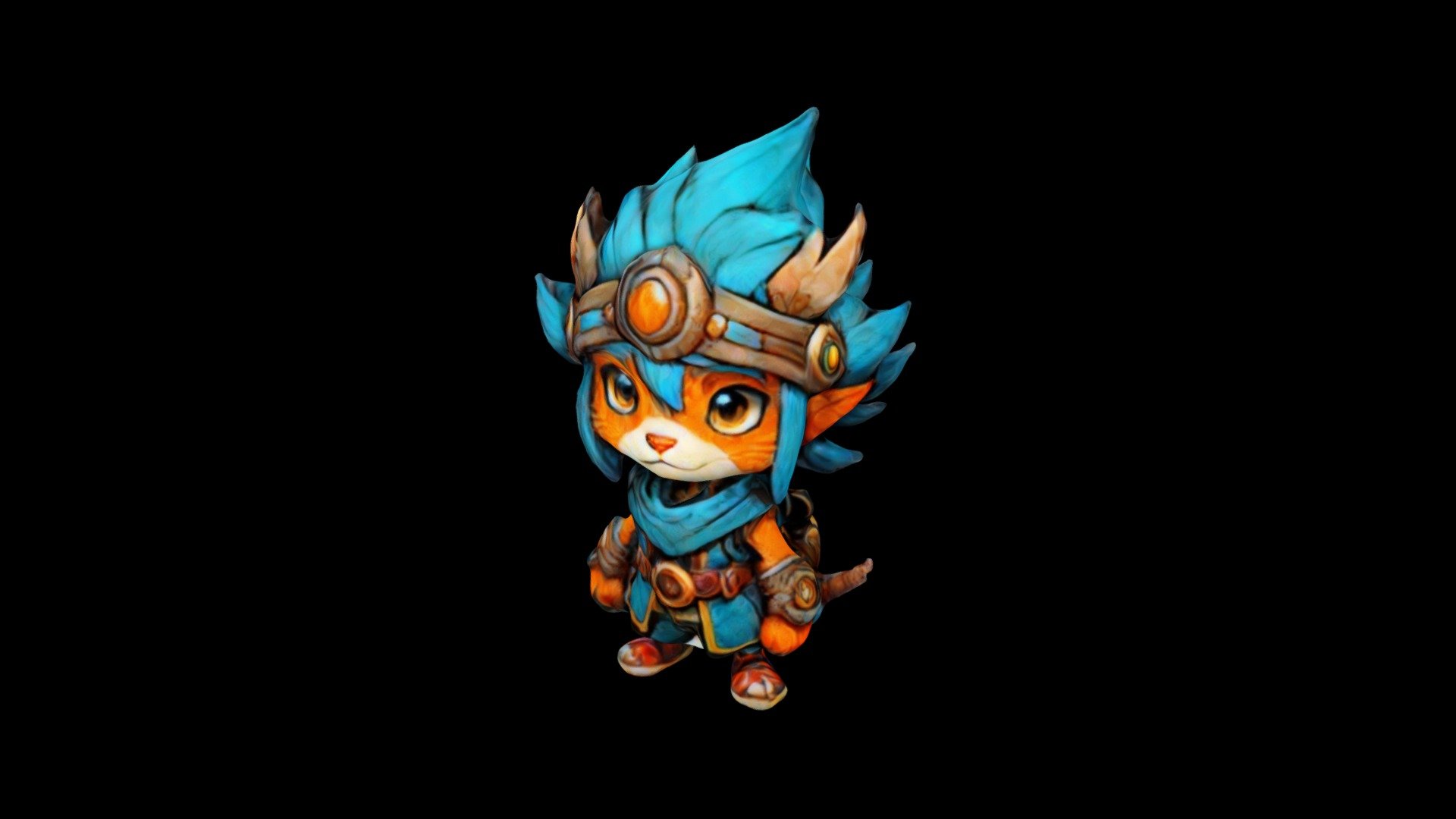 a blue haired cat dressed in blue armor the cat - Download Free 3D ...