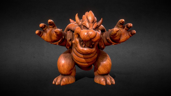 Wood carving Bowser 3D Model
