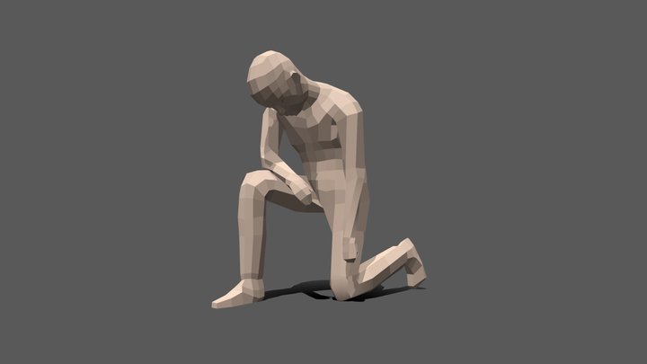 Low Poly Kid Kneeling 3D Model