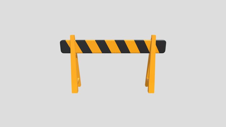 Yellow-Black Road Barrier 3D Model